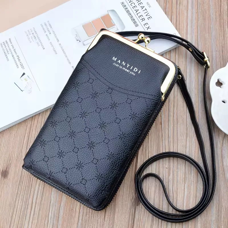 Litchi-Texture Crossbody Phone Wallet product reference image