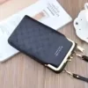 Litchi-Texture Crossbody Phone Wallet Black color SKU reference