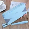 Geometric Patchwork Long Zip Clutch Wallet Blue color SKU reference