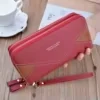 Geometric Patchwork Long Zip Clutch Wallet Red color SKU reference