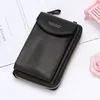 Short PU Crossbody Wallet with Exterior Pocket Black color SKU reference