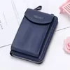 Short PU Crossbody Wallet with Exterior Pocket Dark Blue color SKU reference
