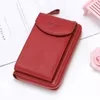 Short PU Crossbody Wallet with Exterior Pocket Red color SKU reference