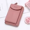 Short PU Crossbody Wallet with Exterior Pocket Dark Pink color SKU reference