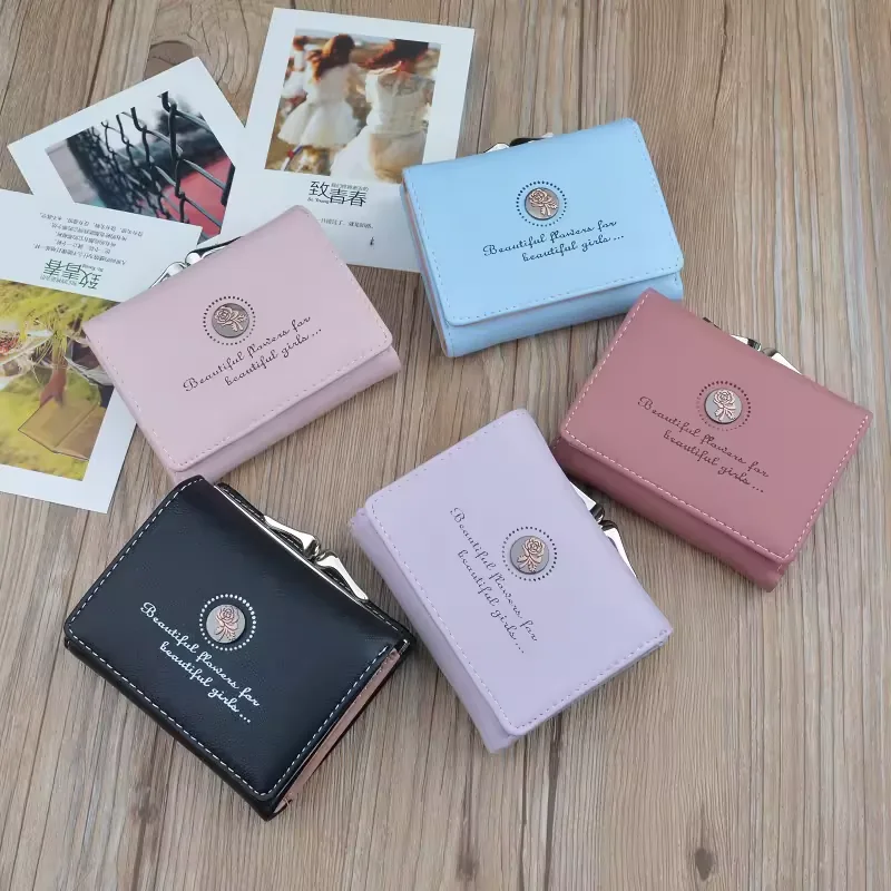 Rose-Flower Trifold PU Coin Purse product reference image