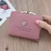Rose-Flower Trifold PU Coin Purse Dark Pink color SKU reference