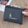 Metal Deer Trifold PU Coin Wallet Black color SKU reference