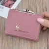 Metal Deer Trifold PU Coin Wallet Dark Pink color SKU reference