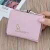 Metal Deer Trifold PU Coin Wallet Pink color SKU reference