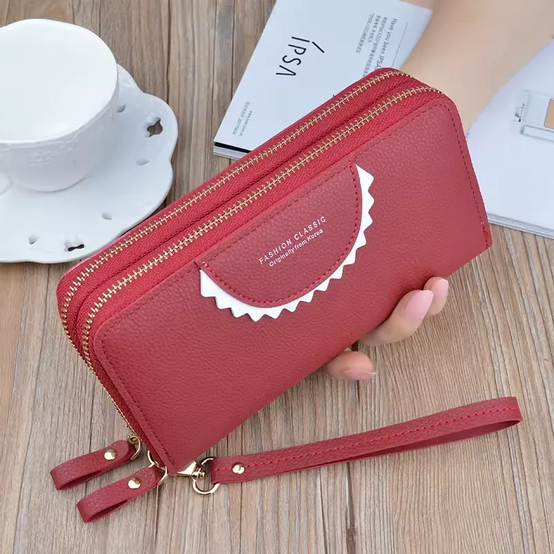 Lace-Detail Long Zip Wallet with Wrist Strap product reference image