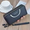 Lace-Detail Long Zip Wallet with Wrist Strap Black color SKU reference