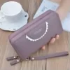 Lace-Detail Long Zip Wallet with Wrist Strap Purple color SKU reference