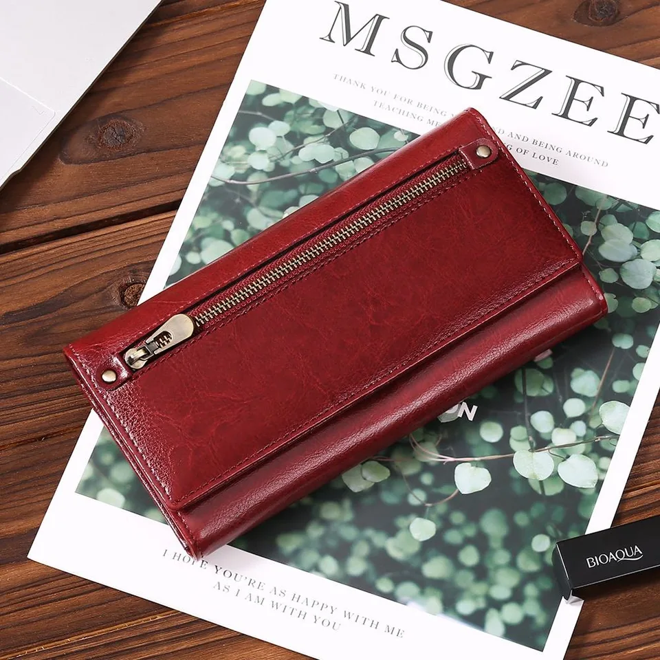 Long Bifold Wallet with Zip and Buckle Details product reference image