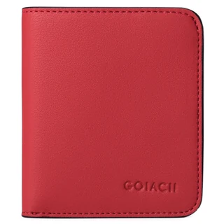 Slim Short PU Wallet with Zip and Snap Closure Red color SKU reference
