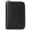 Lychee-Texture Leather Folding Zip Wallet Black color SKU reference