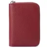 Lychee-Texture Leather Folding Zip Wallet Red color SKU reference