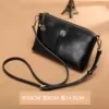 Oil-Wax Leather Phone Crossbody Pouch with Coin Storage Black color SKU reference
