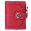 Oil-Wax Carved Leather Short Zip Wallet Color reference 01 color SKU reference