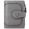 Oil-Wax Carved Leather Short Zip Wallet Color reference 07 color SKU reference