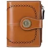 Oil-Wax Carved Leather Short Zip Wallet Color reference 08 color SKU reference