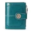 Oil-Wax Carved Leather Short Zip Wallet Color reference 12 color SKU reference