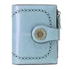 Oil-Wax Carved Leather Short Zip Wallet Color reference 17 color SKU reference