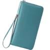 Long Zip Wallet with Wrist Strap in 15 Colors Blue Green color SKU reference