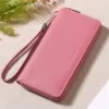 Long Zip Wallet with Wrist Strap in 15 Colors Pink color SKU reference