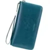 Long Zip Wallet with Wrist Strap in 15 Colors Teal color SKU reference
