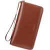 Long Zip Wallet with Wrist Strap in 15 Colors Brown color SKU reference