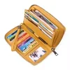 PU Leather Long-Zip Wallet with Wrist Strap Yellow color SKU reference