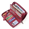 PU Leather Long-Zip Wallet with Wrist Strap Red color SKU reference