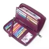 PU Leather Long-Zip Wallet with Wrist Strap Purple color SKU reference