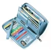 PU Leather Long-Zip Wallet with Wrist Strap Light Blue color SKU reference