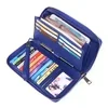 PU Leather Long-Zip Wallet with Wrist Strap Blue color SKU reference
