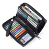 PU Leather Long-Zip Wallet with Wrist Strap Black color SKU reference