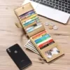 Crazy-Horse Leather Long Bifold Wallet Golden color SKU reference
