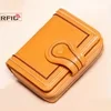 Genuine Leather Embroidered Compact Zip Wallet Yellow color SKU reference