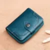 Oil-Wax Short Wallet with Carved Detail and Metal Button Yellow color SKU reference
