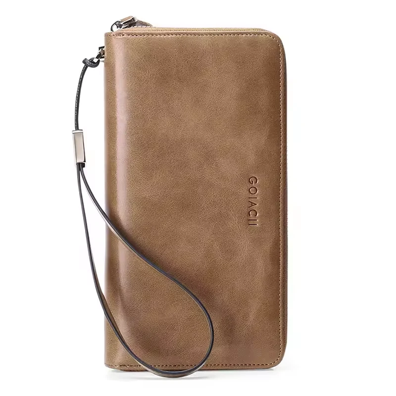Lychee-Grain Long Wallet with Chain Carry Detail product reference image