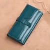 Genuine Leather Long Wallet with Multi-Card Storage Blue 01 color SKU reference
