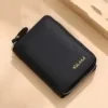 Crocodile-Texture Mini Wallet with Zip Closure Black color SKU reference