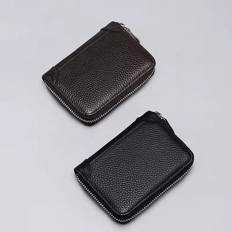 Lychee-Grain Short Wallet with Double-Fold Zip Closure product reference image