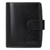 Oil-Wax Leather Short Wallet with Zip and Button Detail Yellow color SKU reference