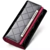 Grid-Print Long Wallet with Multi-Layer Card Storage Black color SKU reference
