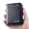 Compact PU Men's Wallet with ID Window Black color SKU reference