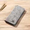 Matte PU Long Wallet with ID Window Grey color SKU reference