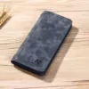 Matte PU Long Wallet with ID Window Blue color SKU reference