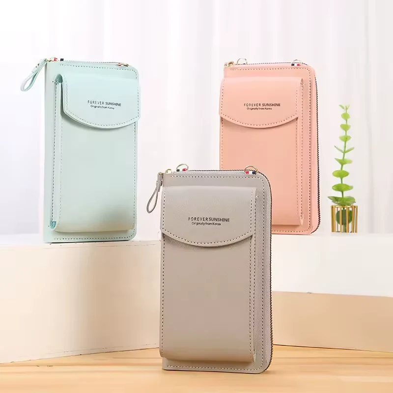 Vertical PU Phone Wallet with Shoulder Strap product reference image