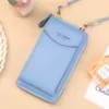 Vertical PU Phone Wallet with Shoulder Strap Pink color SKU reference